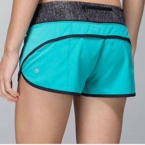 Teal and black Lululemon speed shorts size 4
